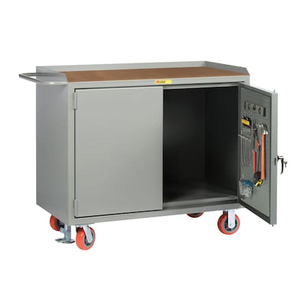 Little Giant Mobile Bench Cabinets, 36"W, Pegboard Panel Doors, 1/4" Hardboard MH-2436-PBD-FL